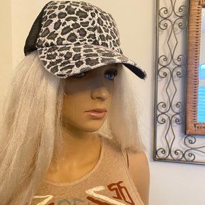 Distressed Animal print trucker hat- Black &White* NEW*